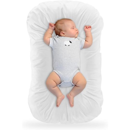 Baby Lounger Pillow for Newborn,Infant Lounger Cosleeping for Baby in Bed,Newborn Lounger Nest for Boys & Girls 0-12 Months(White)