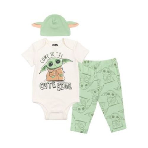 Baby Boys Star Wars The Mandalorian Bodysuit Pants and Hat 3 Piece Outfit Set Newborn to