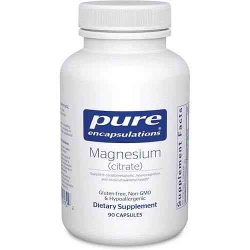 Pure Encapsulations Magnesium (Citrate) - Supplement for Sleep, Heart Health, Cognitive Health, Bone Health, Energy, Muscles, and Metabolism* - with Premium Magnesium - 90 Capsules