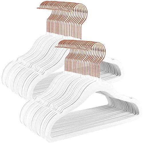 WHITE Kids Velvet Hangers Non-Slip Clothes Hangers, 11.8” Inch 50 Pack Space Saving Childrens Hangers