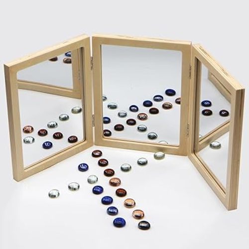 Montessori & Reggio Inspired Children Mirror, Preschool Classroom Mirror, 3 Panels, 3-in-1 Folding, Small Mirror for Light Table Explore