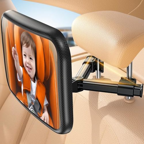 Lamicall Baby Car Mirror for Backseat - [2025 Safest Triangle Hook Clip] Acrylic Car Seat Mirror for Rear Facing, 360° Rotation & Wide Clear View, 3S Quick Install, New Born Essentials Accessories