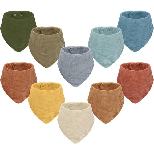 NLUS Muslin Baby Bibs for Teething and Drooling 100% Cotton Baby Bandana Drool Bibs for Baby Boys Girls, Solid Colors