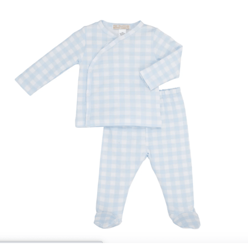 3-6 month Cameron Cross-Front Set - Buckhead Blue Gingham