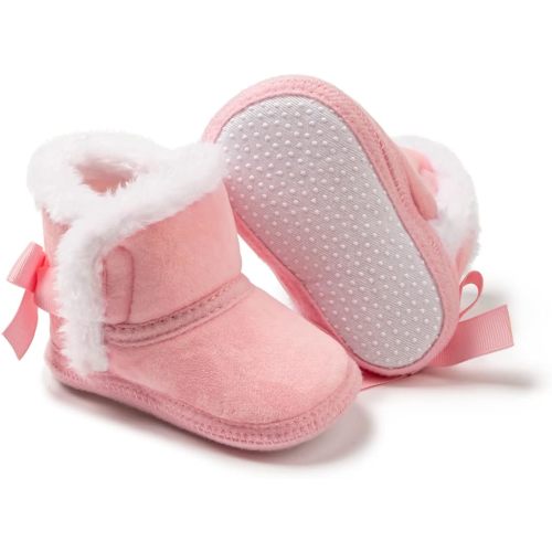 Infant Unisex Warm Fur Lining Soft Boots Baby Winter Ankle Non-Slip Rubber Texture Sole Toddler Winter Snow Crib Shoes