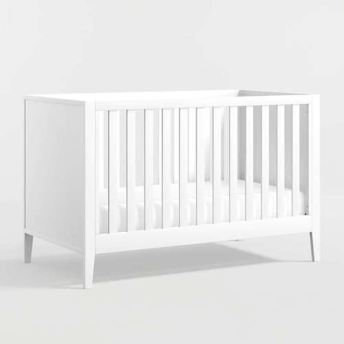 Ever Simple White Wood Convertible Baby Crib with Toddler Bed Rail
