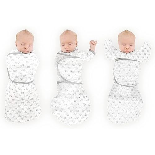 SwaddleDesigns 6-Way Omni Swaddle Sack Arms Up Swaddle for Newborn, More Options to Calm Startle Reflex, Improves Sleep