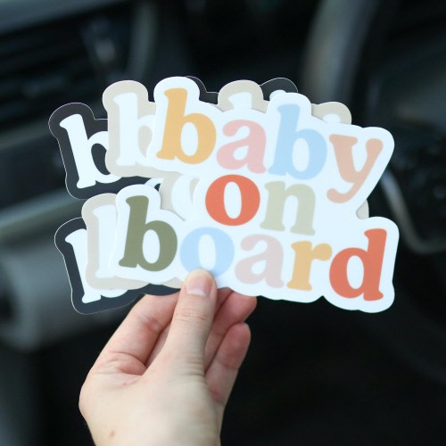 Trendy Baby on Board Bumper Sticker | gift idea Car Decal | Decorative Car Sticker | Weatherproof Car Sticker 5.25", colourful bumper