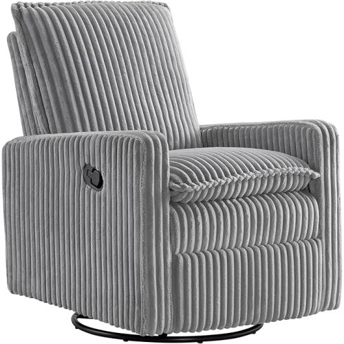 Oxford Baby Uptown Upholstered Swivel Glider and Recliner Nursery Chair - Corduroy, Ash Gray