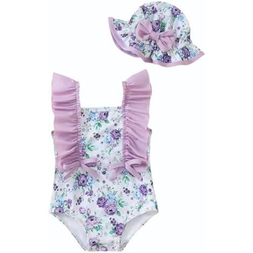 Newborn Baby Girl Swimsuit Toddler Bathing Suit One Piece Ruffle Short Sleeve Baby Swim Suit Infant Swimwear