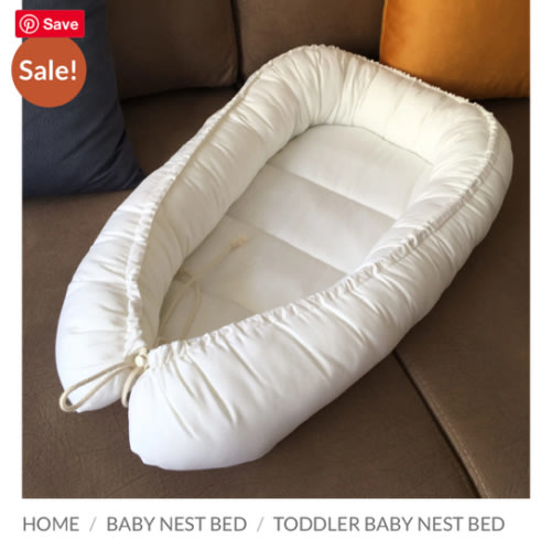 All White Handmade Double-sided Organic Baby Nest Bed with Liner