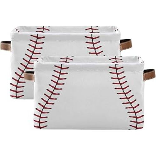 Storage Basket Cube Baseball Laces Large Collapsible Toys Storage Box Bin Laundry Organizer for Closet Shelf Nursery Kids Bedroom,15x11x9.5 in,2 Pack