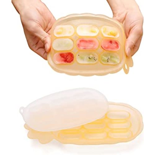 Frozen Breastmilk Cube Mold,100% Food Grade Silicone Ice Cube Tray with  Lid,BPA Free Safe for Baby Toddler Kid, Extra Fixture Points Lid and Easy