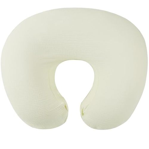 Onacosht Muslin Nursing Pillow Cover Soft 100% Cotton Feeding Pillow Slipcover Fits Standard Infant Nursing Pillow or Positioner for Baby Boy and Girl, Ivory White