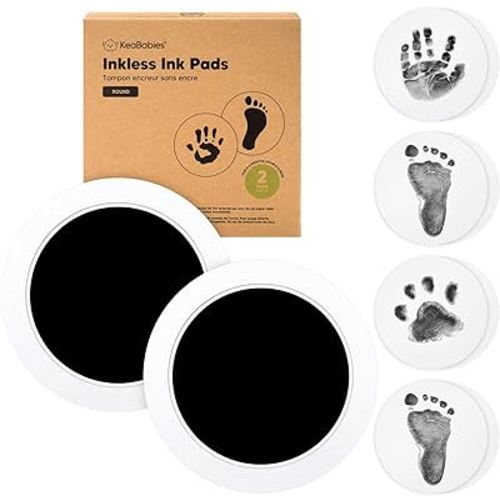 2-Pack Round Inkless Baby Hand and Footprint Kit - Mess Free Ink Pad for Newborn Keepsake, Dog Nose & Paw Print Kit, Clean Touch Ink Pad for Baby Hand & Footprints,Ideal New Mom Gifts (Jet Black)