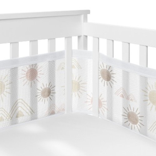 Sweet Jojo Designs + BreathableBaby Breathable Mesh Crib Liner Anti Bumper Pad Girl Desert Sun Pink Mauve and Taupe