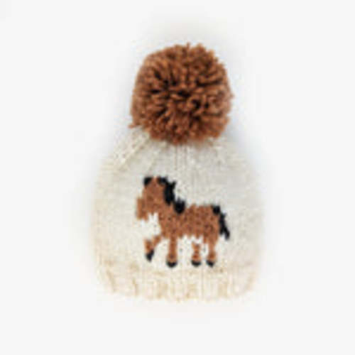 pony handknit beanie (cream) – Bridle Up Hope Shop