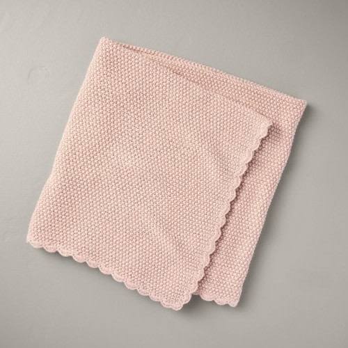 Scalloped Trim Knit Baby Blanket - Hearth & Hand™ with Magnolia, Color: Blush Pink