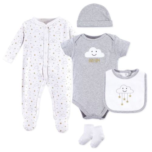 Hudson Baby® 5-Piece Cloud Layette Set in Grey