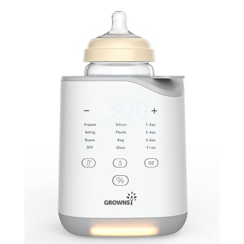 GROWNSY Bottle Warmer, 2025 Fast Baby Bottle Warmer for Breastmilk & Formula, Smart Temperature Control, with Timer, Thaw, Food Heater, Night Light, Calentador De Biberones for All Bottles