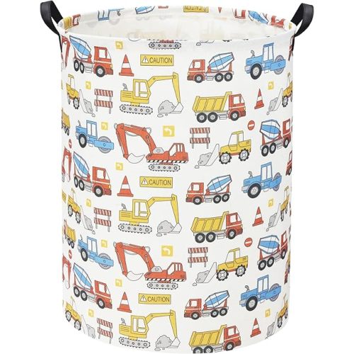 HIYAGON Kids Laundry Basket Baby Hamper for Nursery Boy Kids Hamper Cute Kids Toys Storage Bin Organizer Engineering Vehicle Room Decor for Home(Engineering Vehicle)