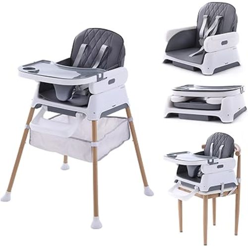 3 in 1 Baby High Chair, Convertible Baby High Chairs for Babies and Toddlers, Adjustable Compact Infant Baby Feeding Chair (Dark Gray)