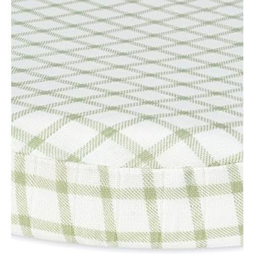 Under The Nile Organic Cotton Muslin - Bassinet Sheet - Sage Windowpane, 26" x 18"