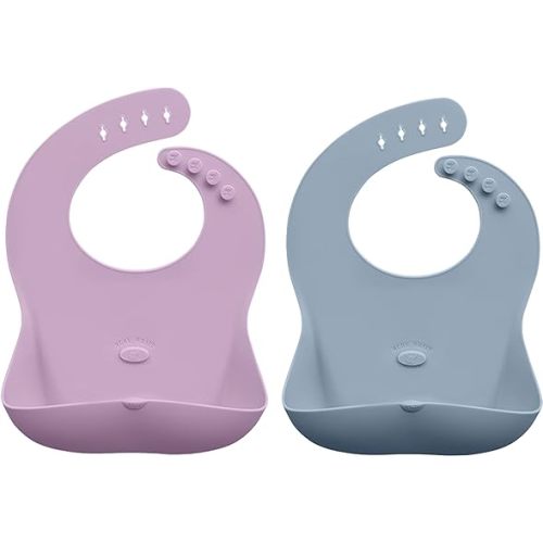 Abiie Ruby Wrapp Silicone Bibs for Babies with Front Pocket - Waterproof Bib - Stain Resistant - Silicone Toddler Bibs