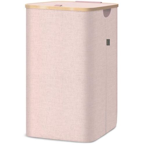 HOMLUX 2.8bu Laundry Hamper with Lid, Bamboo Pull Handles, Internal Support