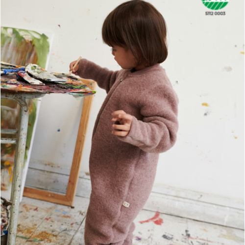 Baby merino wool fleece one-piece - Free shipping - Dilling -6-9 mo. Blush Melange