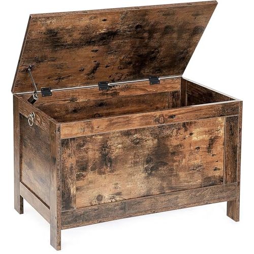HOOBRO Toy Box, Retro Wooden Look Storage Chest with Safety Hinge, Entryway Storage Bench Supports 220 lb, 29.9 x 15.7 x 18.9 Inches Toy Chest Organizer, Easy Assembly (Rustic Brown) BF75CW01G2