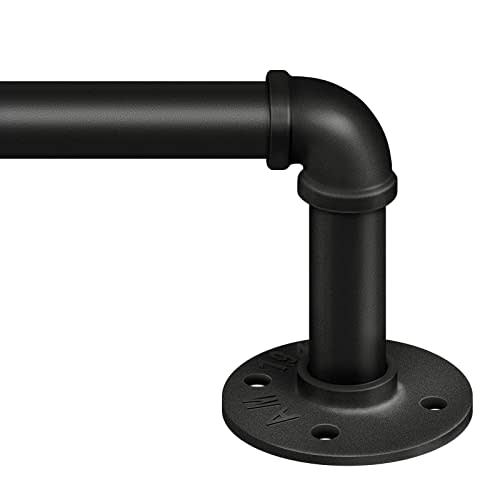 Zeerobee Curtain Rods for Windows 32 to 48, 1 Inch Industrial Wrap Around Black Curtain Rod, Indoor/Outdoor Room Divider Adjustable Drapery Pole, 32"-48"