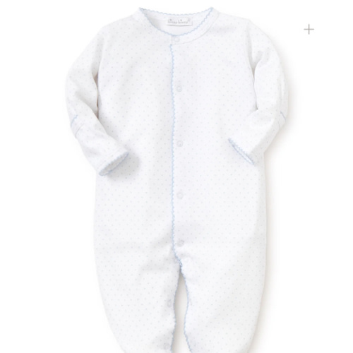 White/Blue New Kissy Dots Print Footie