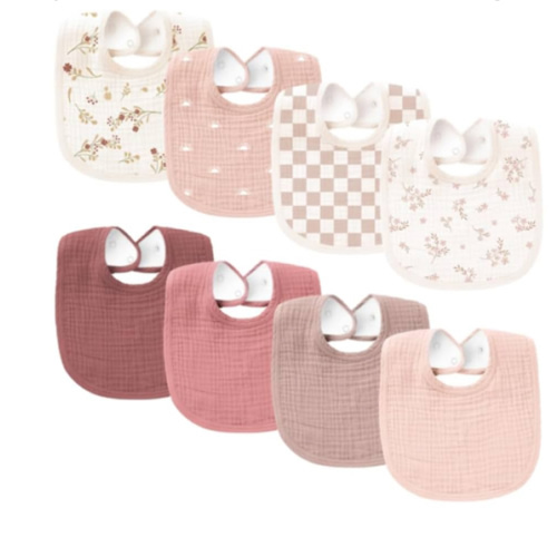 Konssy Muslin Baby Bibs 8 Pack Baby Bandana Drool Bibs Cotton for Unisex Boys and Girls, Soft Absorbent Set for Teething and Drooling
