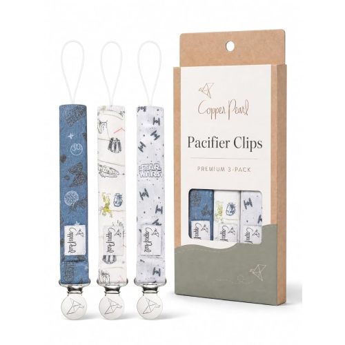 Copper Pearl 3-Pack Pacifier Holders: Premium Knit Binky Clips for Baby Girls and Boys - Stylish Stainless Steel Design for Secure No-Drop Attachment - Bogey