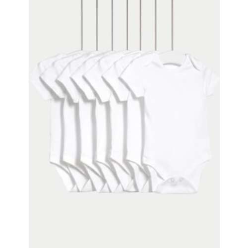 7pk Pure Cotton Short Sleeve Bodysuits (5lbs-3 Yrs)