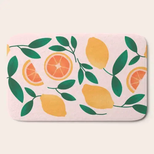 Citrus Fruits Bath Mat by haleyum | Society6