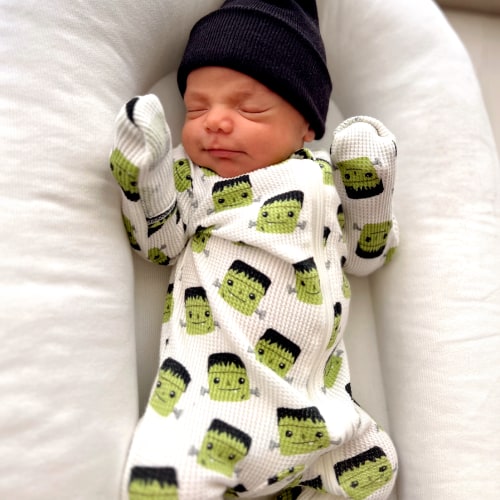 Organic Waffle Basic Zip Footie, Halloween Monster