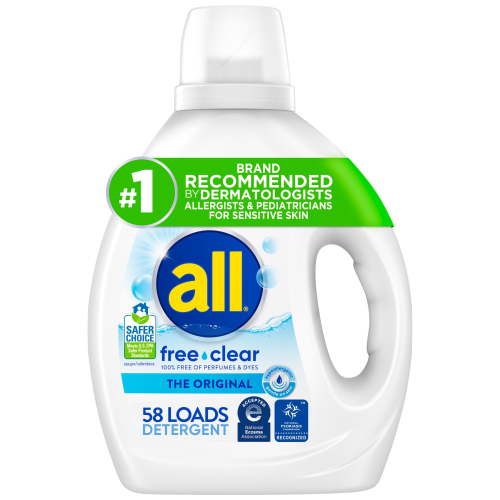 all, Free Clear Liquid Laundry Detergent, 73 oz, 58 Loads
