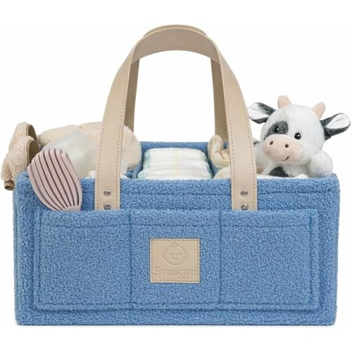 Baby Diaper Caddy Organizer with Handle & Toiletry Bag, Portable Nursery Storage Basket for Newborn Essentials, Baby Essentials,Portable Diaper Organizer, Baby Registry Must Have