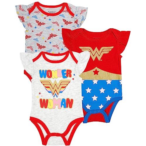 Wonder Woman Infant Baby Girls Bodysuit Baby Girl 3 Pack Gift Set