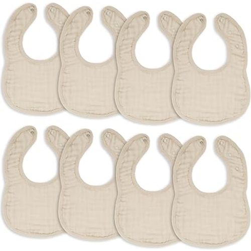Amazon.com: Comfy Cubs Muslin Baby Bibs, Drool Bibs 8 Pack, 100% Cotton Adjustable Size with Easy Snaps, Teething & Drooling Soft and Absorbent, Washable and Reusable : Baby