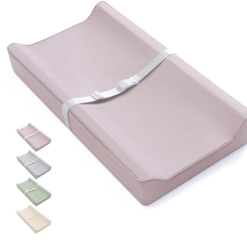 Blissful Diary Vegan Leather Baby Changing Pad with Waterproof & Wipe-Clean PU Cover, Standard Size Cozy Diaper Changing Pad for Dresser and Table, Taupe