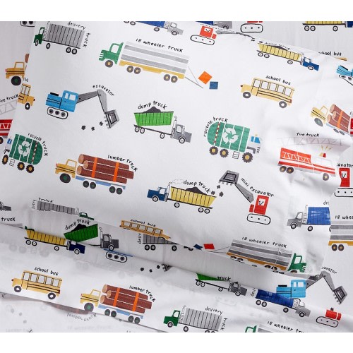 Busy Trucks Organic Toddler Bed Sheet Set