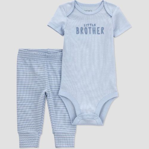 Carter's Just One You® Baby Boys' 2pc Little Brother Top and Bottom Set - Blue 3M
