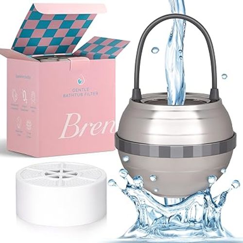 Bath Ball Filter for Tub Faucet-11 Stage Bathtub Water Filter-Removes Contaminants, BPA Free, Purify Tub Bathwater for Healthy Skin & Hair, Baby & Kids (Brushed Nickel/Gunmetal Gray, Small)