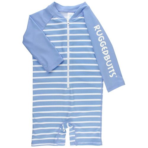 RUGGEDBUTTS® Baby/Toddler Boys Striped One Piece Swimsuit Rash Guard UPF 50+ Sun Protection Romper