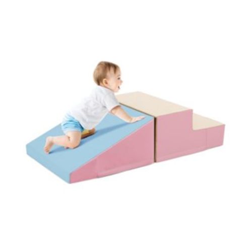 2-Piece Step and Slide Climber for Infants and Toddlers Baby Soft Play Set Foam Blocks