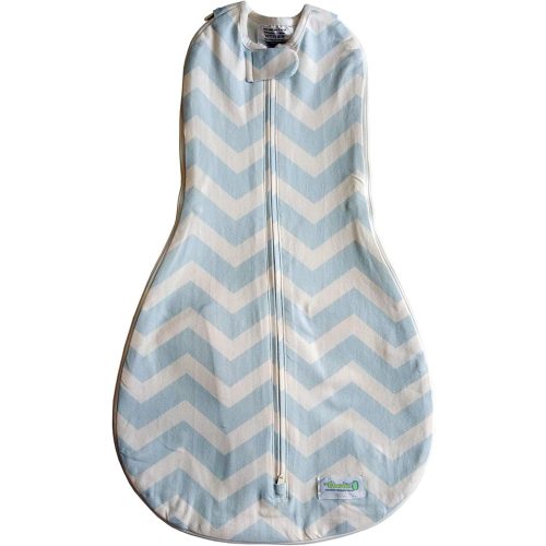Woombie Grow with Me Baby Swaddle, Convertible Swaddle Fits Babies 0-9 Months, Expands to Wearable Blanket for Babies up to 18 Months, Dreamy Blue Chevron