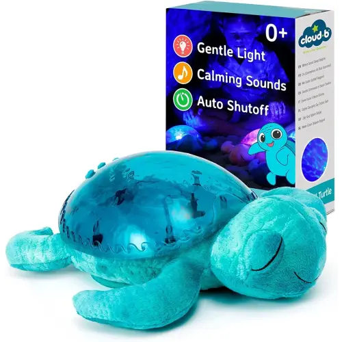 Cloud b Ocean Projector Nightlight with White Noise Soothing Sounds | Adjustable Settings and Auto-Shutoff | Tranquil Turtle - Aqua